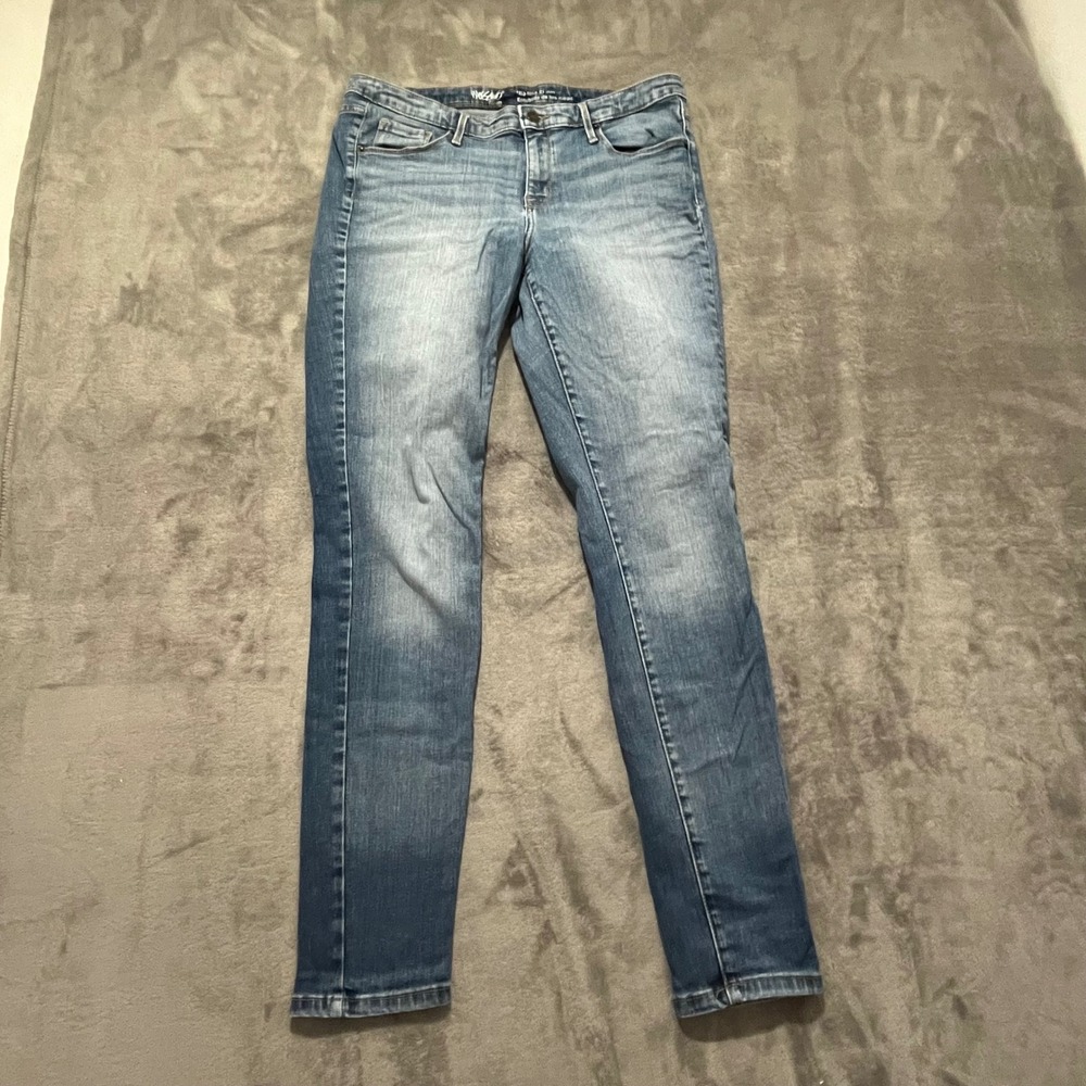 Mossimo Mid Rise Skinny Jeans Womens 12/R Blue Power Stretch Denim